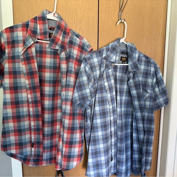 Lee Men's Casual Plaid Shirts - Red and Blue - Picture 1 of 2